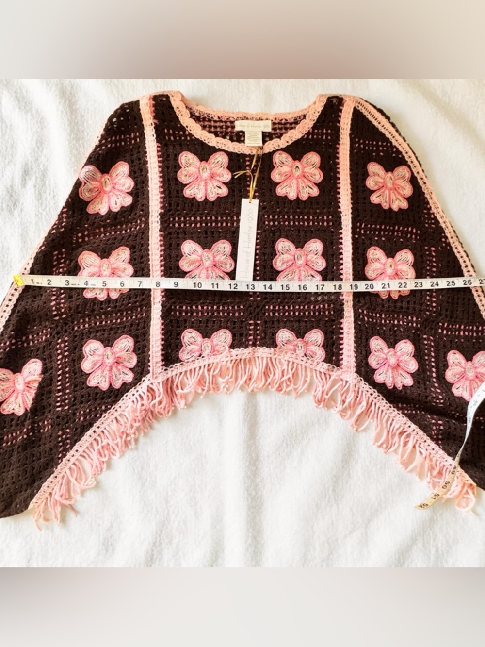 House of Harlow 1960 Crochet Floral Sweater Boho Festival Fringe Top - Picture 8 of 8